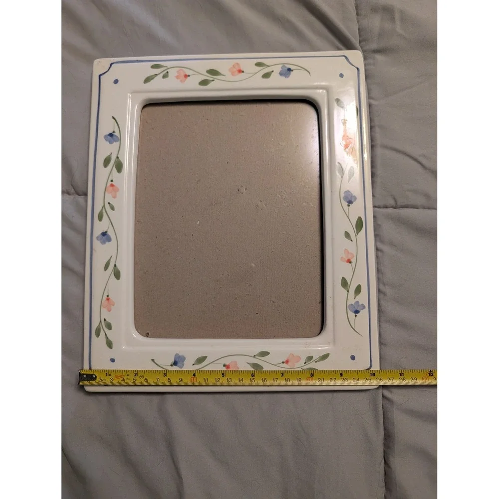 Vintage Fetco 1984 Ceramic Floral Picture Frames Set of 2 Hand Painted 8x10